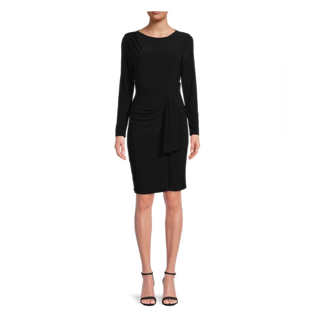 Brand NWT DKNY Black ruched mini sheath dress